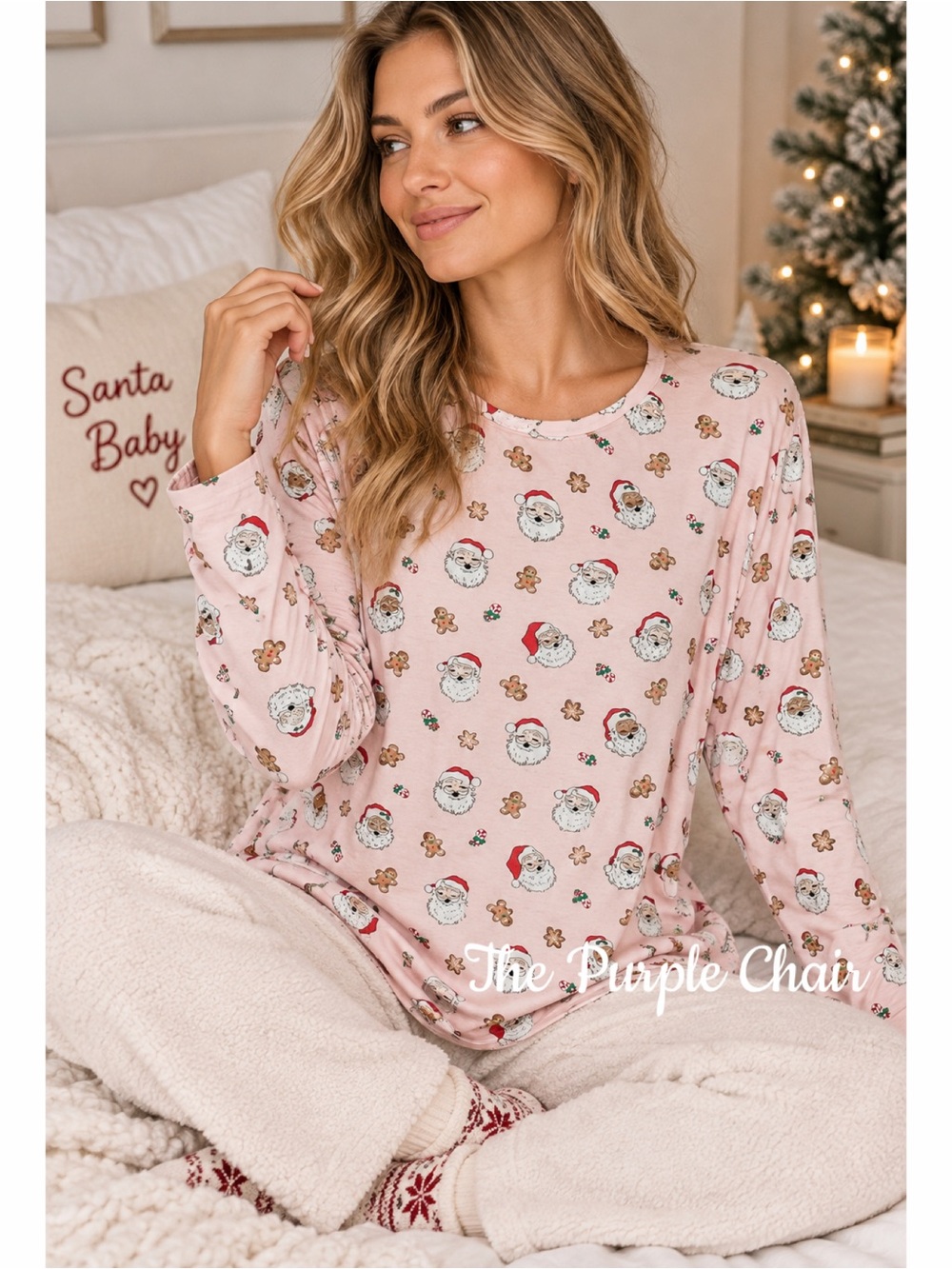 Tullabee ALTAR'D STATE NWT Pink Christmas Print Bamboo Pajama Top L